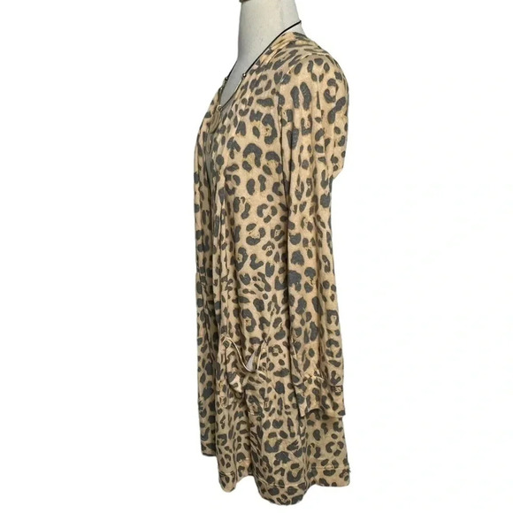 Simply Southern collection S\M cheetah leopard print‎ lightweight open cardigan - Picture 5 of 7